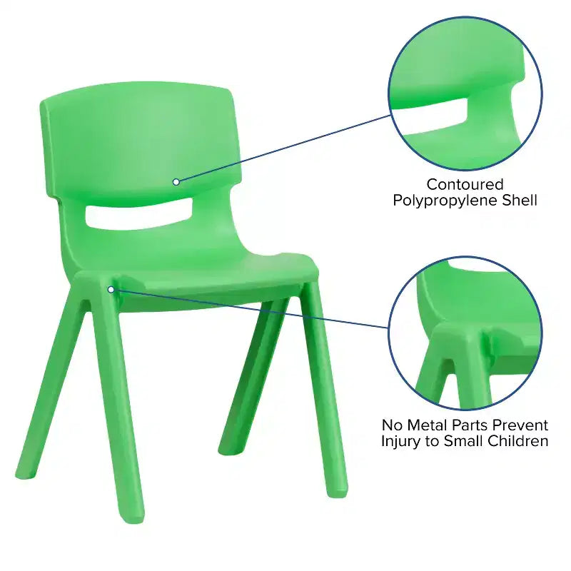 Lot de 2 chaises d'écolier empilables en plastique Flash Furniture, hauteur d'assise 39,5 cm