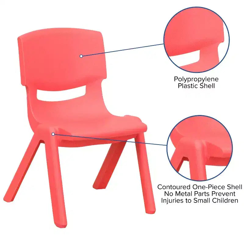 Lot de 2 chaises d'écolier empilables en plastique Flash Furniture, hauteur d'assise 39,5 cm