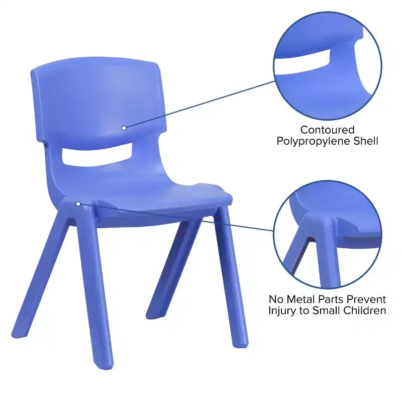 Lot de 2 chaises d'écolier empilables en plastique Flash Furniture, hauteur d'assise 39,5 cm