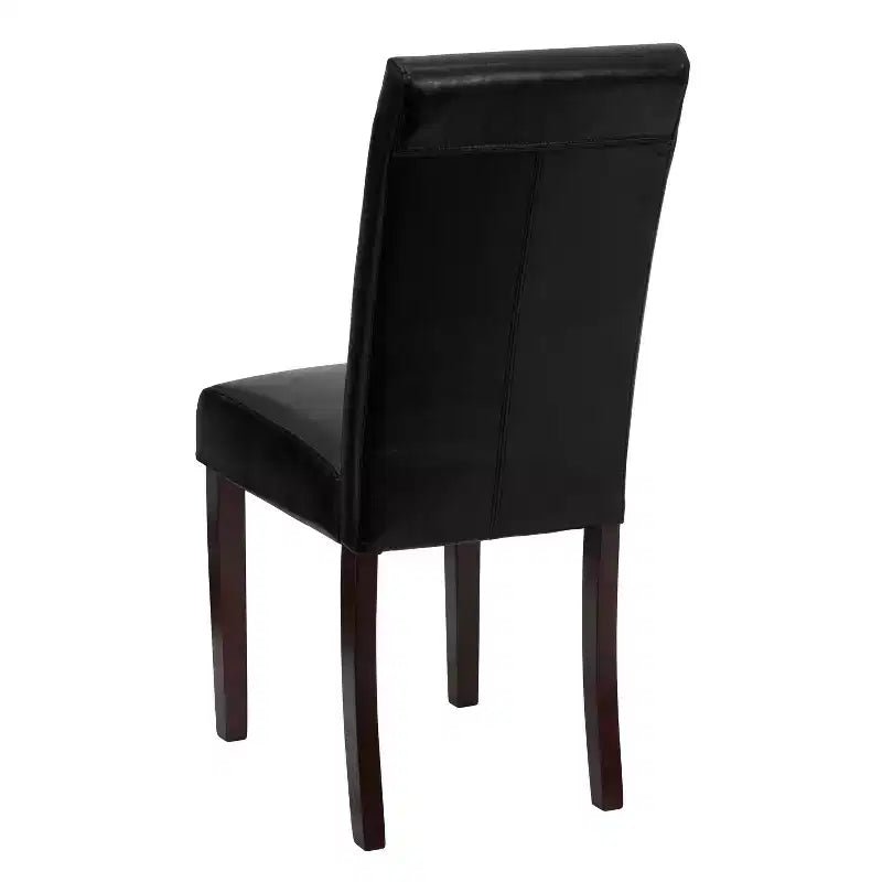 Lot de 4 chaises Parson à dossier panneau en similicuir noir Merrick Lane pour cuisine, salle à manger et plus encore