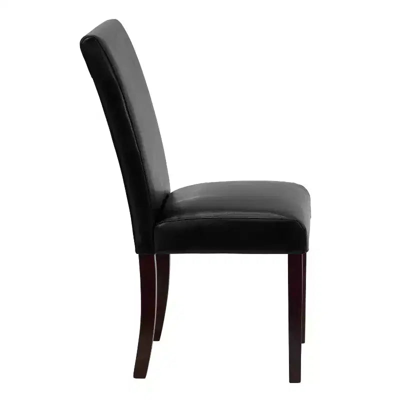 Lot de 4 chaises Parson à dossier panneau en similicuir noir Merrick Lane pour cuisine, salle à manger et plus encore