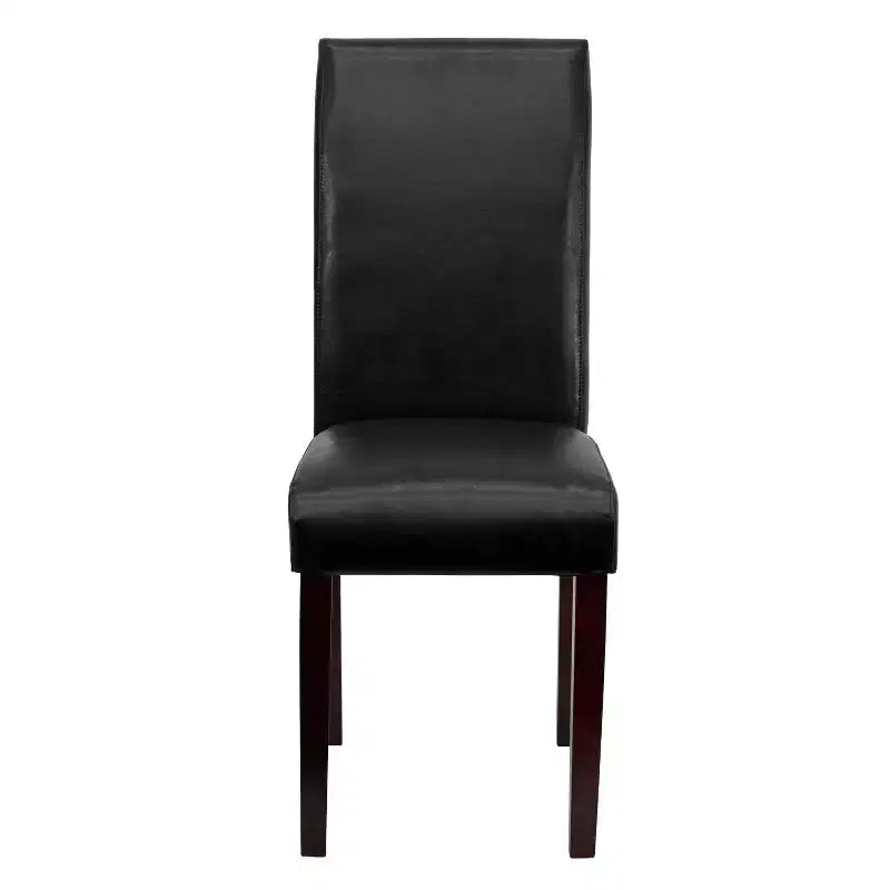Lot de 4 chaises Parson à dossier panneau en similicuir noir Merrick Lane pour cuisine, salle à manger et plus encore