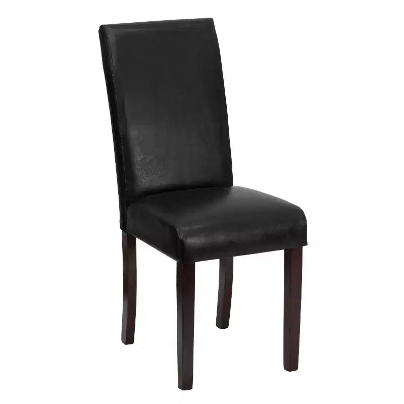 Lot de 4 chaises Parson à dossier panneau en similicuir noir Merrick Lane pour cuisine, salle à manger et plus encore
