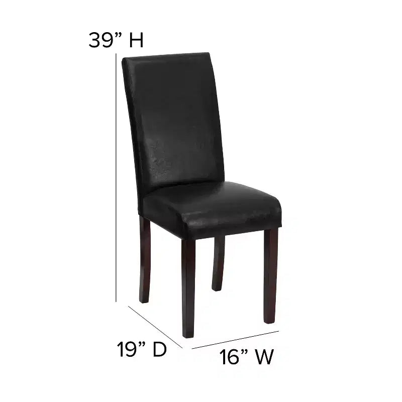 Lot de 4 chaises Parson à dossier panneau en similicuir noir Merrick Lane pour cuisine, salle à manger et plus encore