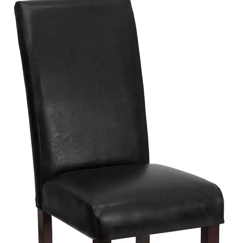 Lot de 4 chaises Parson à dossier panneau en similicuir noir Merrick Lane pour cuisine, salle à manger et plus encore