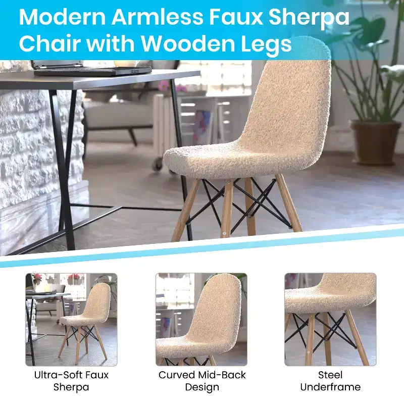 Emma et Oliver Dorset - Fauteuil d'appoint en similicuir d'agneau avec pieds en bois de hêtre pour salon, chambre à coucher, dortoir et plus encore
