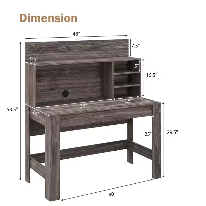 Bureau d'ordinateur Costway, bureau d'écriture en bois, poste de travail moderne pour bureau à domicile, table d'ordinateur portable pour petit espace