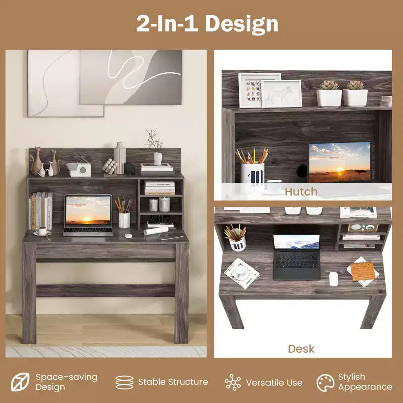 Bureau d'ordinateur Costway, bureau d'écriture en bois, poste de travail moderne pour bureau à domicile, table d'ordinateur portable pour petit espace
