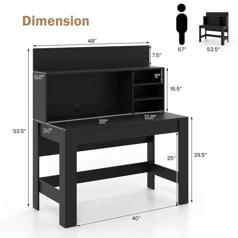 Bureau d'ordinateur Costway, bureau d'écriture en bois, poste de travail moderne pour bureau à domicile, table d'ordinateur portable pour petit espace