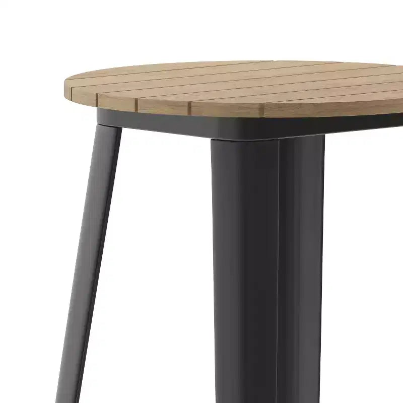Flash Furniture Declan Table de bar commerciale intérieure/extérieure, plateau rond de 23,75 po en polyrésine toutes saisons avec base en acier