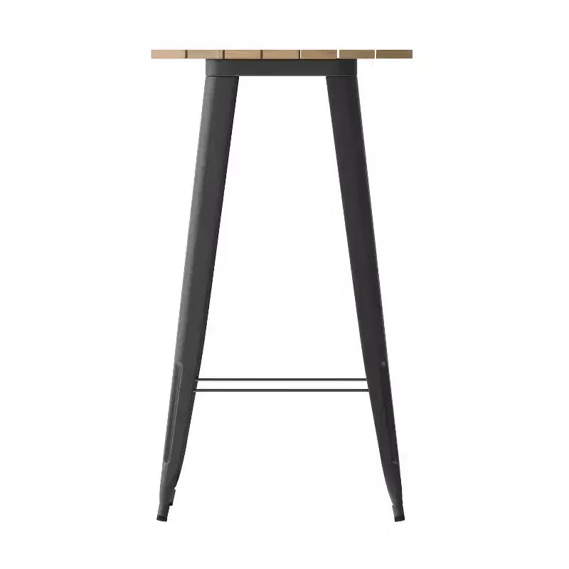 Flash Furniture Declan Table de bar commerciale intérieure/extérieure, plateau rond de 23,75 po en polyrésine toutes saisons avec base en acier