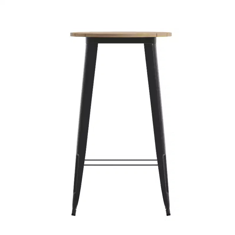 Flash Furniture Declan Table de bar commerciale intérieure/extérieure, plateau rond de 23,75 po en polyrésine toutes saisons avec base en acier