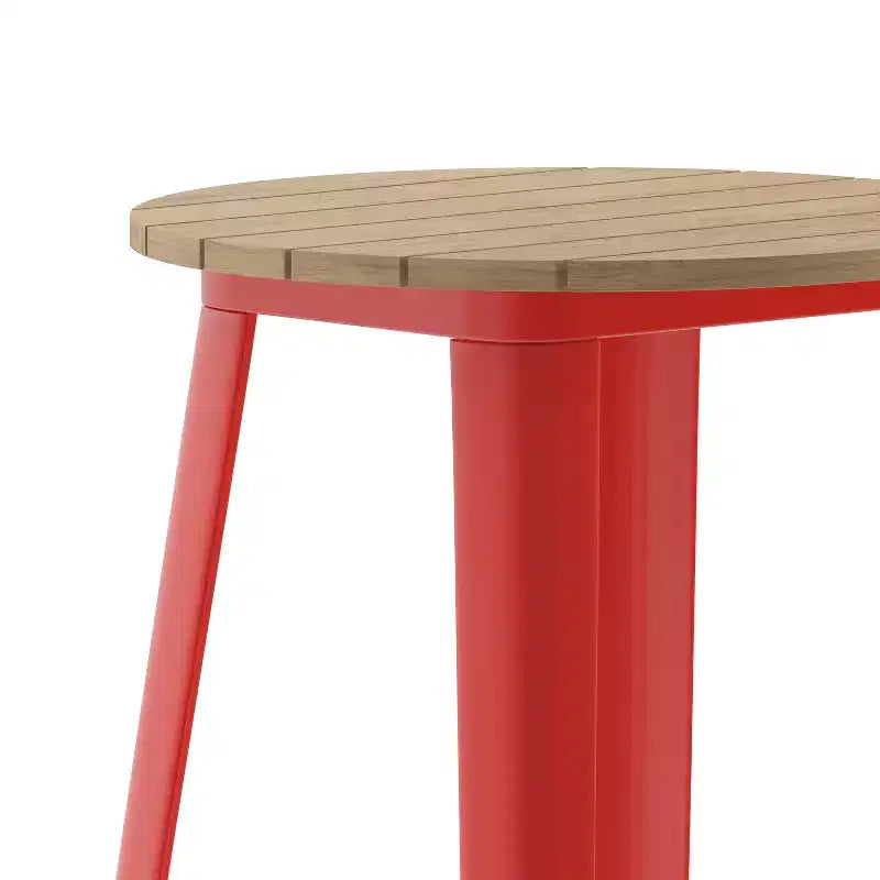 Flash Furniture Declan Table de bar commerciale intérieure/extérieure, plateau rond de 23,75 po en polyrésine toutes saisons avec base en acier