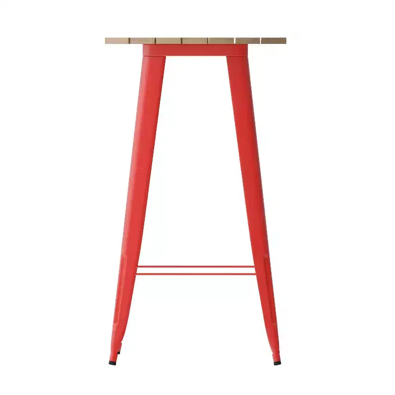 Flash Furniture Declan Table de bar commerciale intérieure/extérieure, plateau rond de 23,75 po en polyrésine toutes saisons avec base en acier