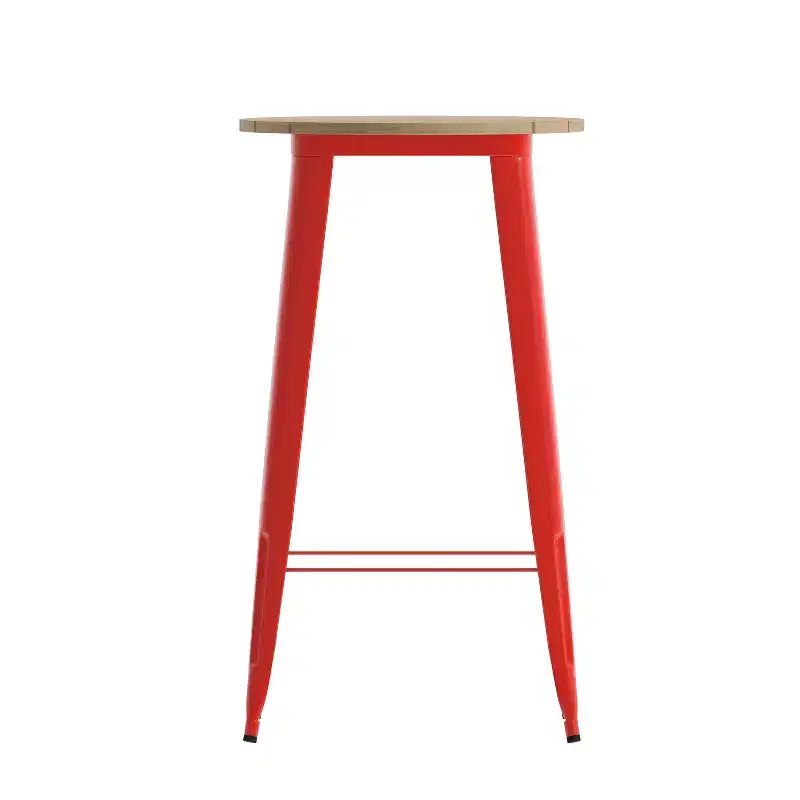 Flash Furniture Declan Table de bar commerciale intérieure/extérieure, plateau rond de 23,75 po en polyrésine toutes saisons avec base en acier