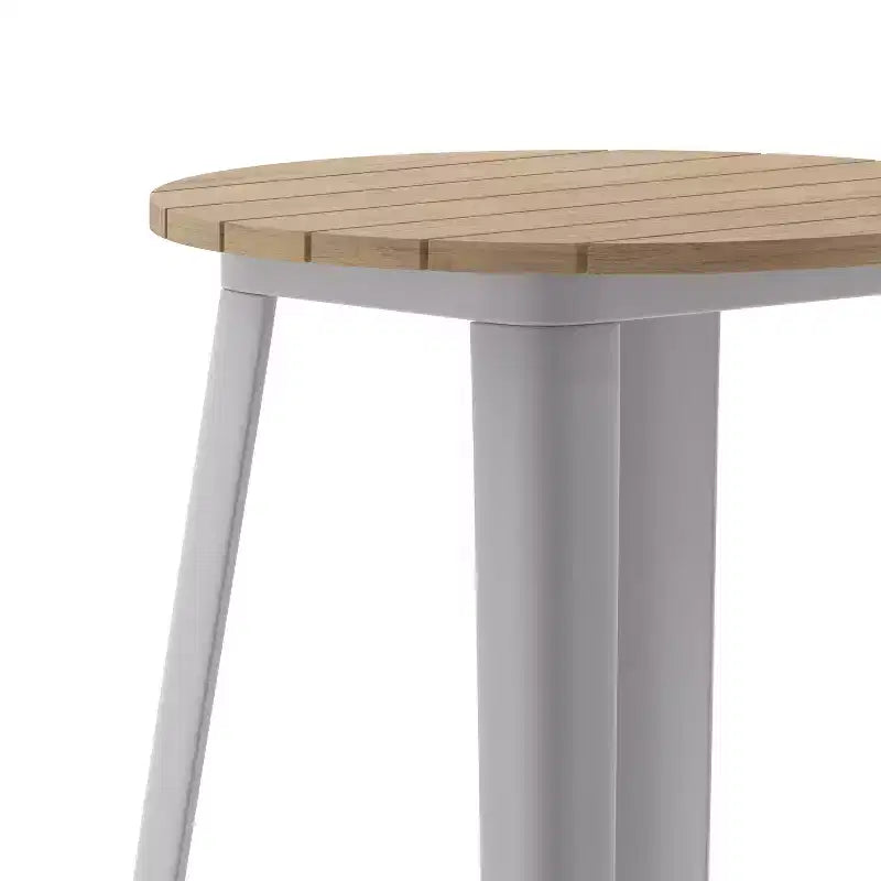 Flash Furniture Declan Table de bar commerciale intérieure/extérieure, plateau rond de 23,75 po en polyrésine toutes saisons avec base en acier