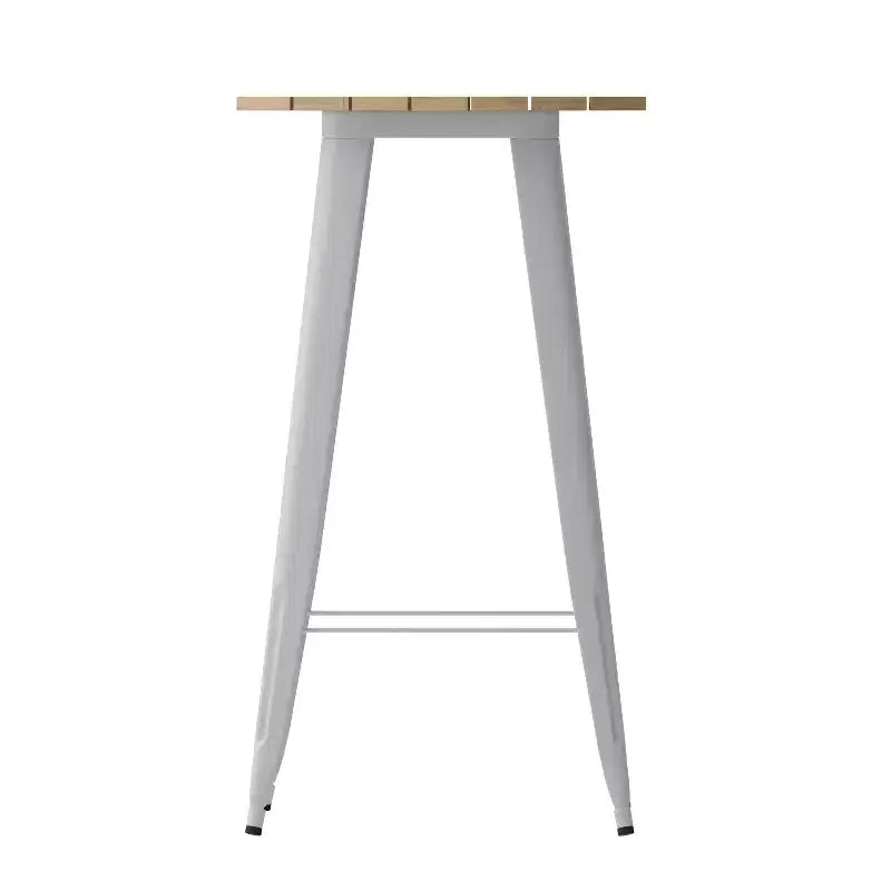 Flash Furniture Declan Table de bar commerciale intérieure/extérieure, plateau rond de 23,75 po en polyrésine toutes saisons avec base en acier