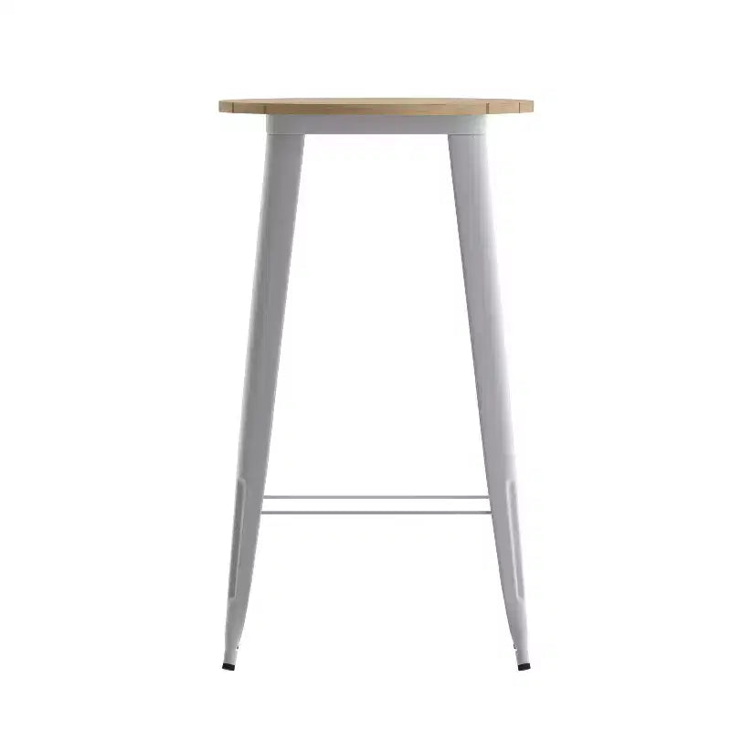 Flash Furniture Declan Table de bar commerciale intérieure/extérieure, plateau rond de 23,75 po en polyrésine toutes saisons avec base en acier