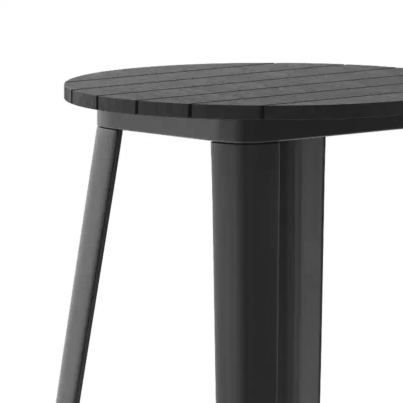 Flash Furniture Declan Table de bar commerciale intérieure/extérieure, plateau rond de 23,75 po en polyrésine toutes saisons avec base en acier