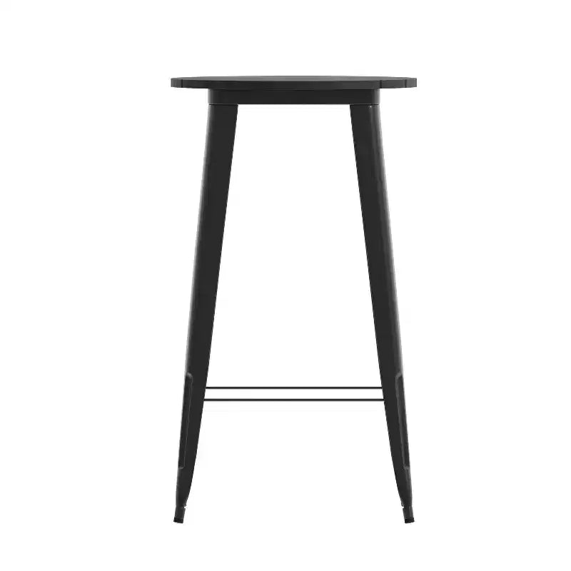 Flash Furniture Declan Table de bar commerciale intérieure/extérieure, plateau rond de 23,75 po en polyrésine toutes saisons avec base en acier