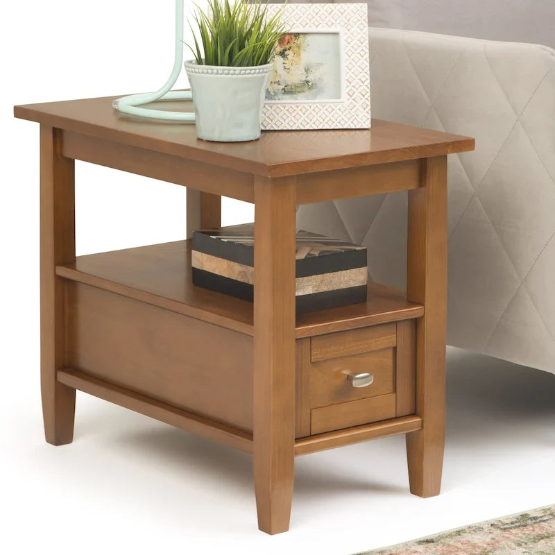 WYNDENHALL Norfolk Table d'appoint étroite de style transitionnel rectangulaire en bois massif, 35,5 cm de large – 35,5 cm de large
