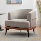 Modern Two-Tone Barrel Fabric Chair, Upholstered Round Armchair For Living Room Bedroom Reading Room, Burnt Orange