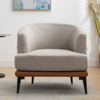Fauteuil double tonneau en tissu, fauteuil rond rembourré avec accoudoirs, pour salon, chambre, bureau, orange brûlé