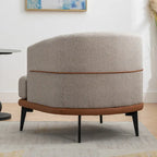 Fauteuil double tonneau en tissu, fauteuil rond rembourré avec accoudoirs, pour salon, chambre, bureau, orange brûlé