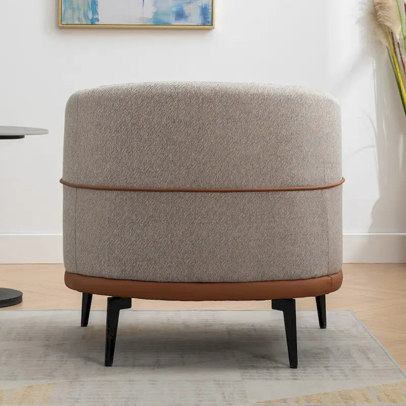 Fauteuil double tonneau en tissu, fauteuil rond rembourré avec accoudoirs, pour salon, chambre, bureau, orange brûlé