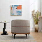 Fauteuil double tonneau en tissu, fauteuil rond rembourré avec accoudoirs, pour salon, chambre, bureau, orange brûlé