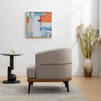 Fauteuil double tonneau en tissu, fauteuil rond rembourré avec accoudoirs, pour salon, chambre, bureau, orange brûlé