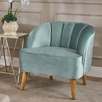 Fauteuil club moderne en velours avec pieds en bois de bouleau