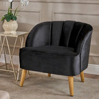 Fauteuil club moderne en velours avec pieds en bois de bouleau