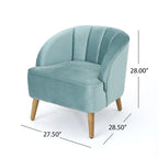 Fauteuil club moderne en velours avec pieds en bois de bouleau