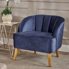 Fauteuil club moderne en velours avec pieds en bois de bouleau