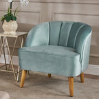 Fauteuil club moderne en velours avec pieds en bois de bouleau