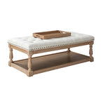 Ottoman de cocktail rectangulaire rembourré avec plateau de rangement