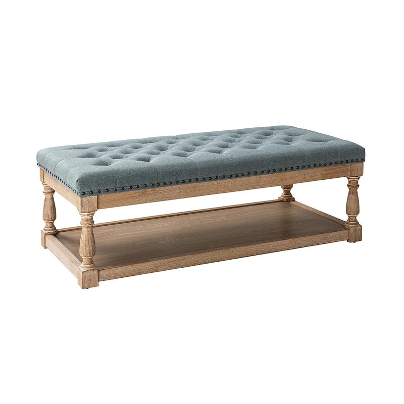 Ottoman de cocktail rectangulaire rembourré avec plateau de rangement