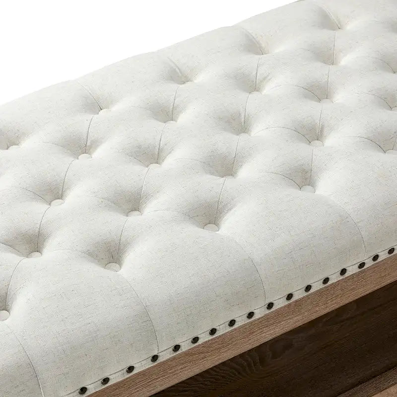 Ottoman de cocktail rectangulaire rembourré avec plateau de rangement