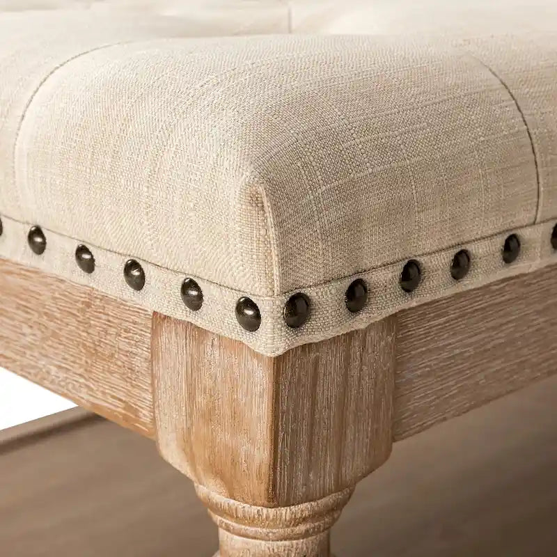 Ottoman de cocktail rectangulaire rembourré avec plateau de rangement
