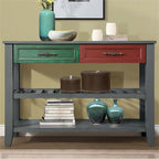 Console avec 2 tiroirs et 2 étagères ouvertes, buffet pour couloir, salon, cuisine