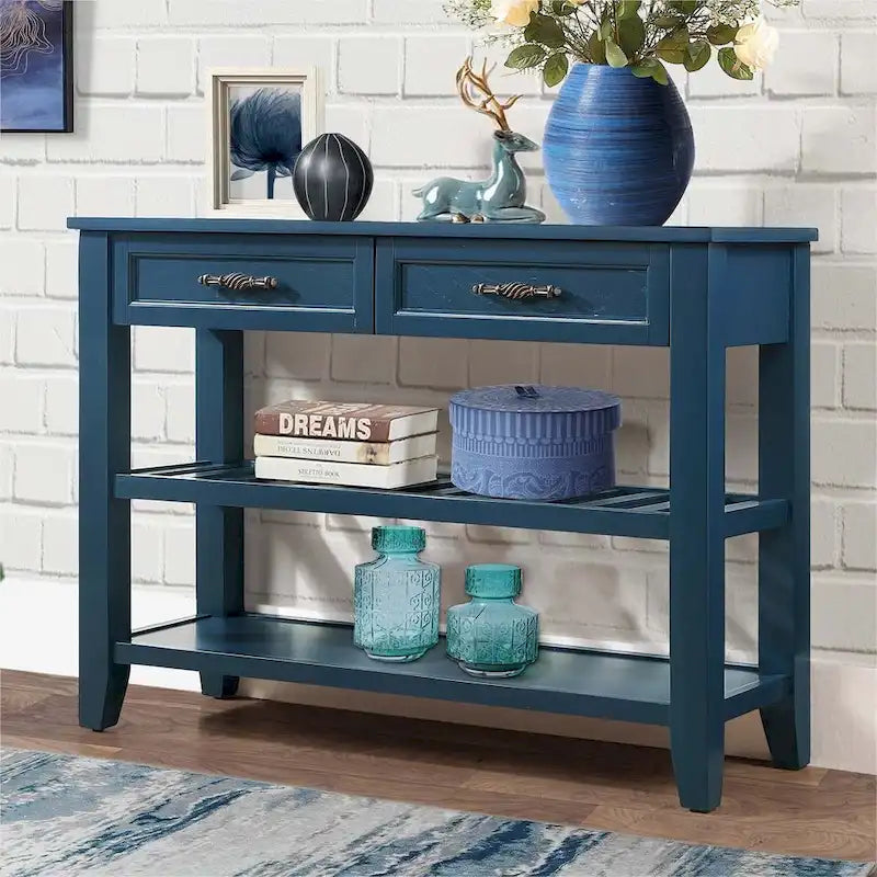 Console avec 2 tiroirs et 2 étagères ouvertes, buffet pour couloir, salon, cuisine