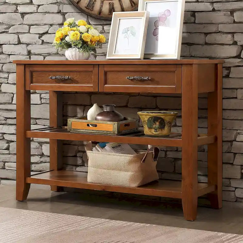 Console avec 2 tiroirs et 2 étagères ouvertes, buffet pour couloir, salon, cuisine