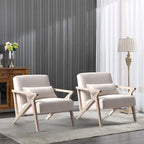 Fauteuil d'appoint en bois massif et tissu pour salon