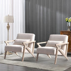 Fauteuil d'appoint en bois massif et tissu pour salon