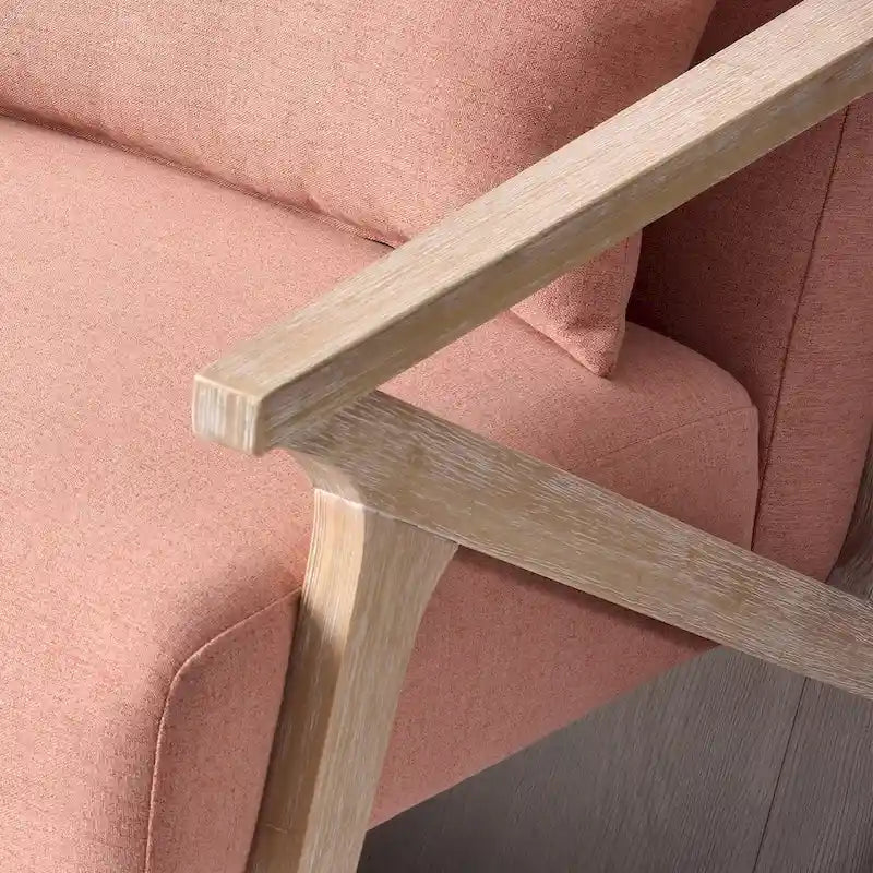 Fauteuil d'appoint en bois massif et tissu pour salon