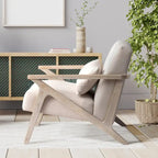 Fauteuil d'appoint en bois massif et tissu pour salon