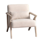 Fauteuil d'appoint en bois massif et tissu pour salon