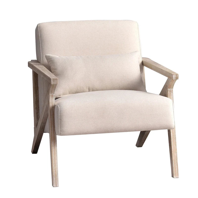 Fauteuil d'appoint en bois massif et tissu pour salon