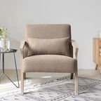 Fauteuil d'appoint en bois massif et tissu pour salon